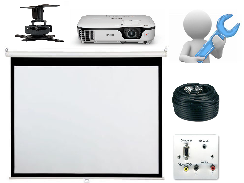 Projector and Manual Screen With Installation