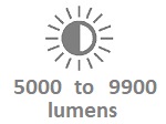 5000 to 9900 lumens
