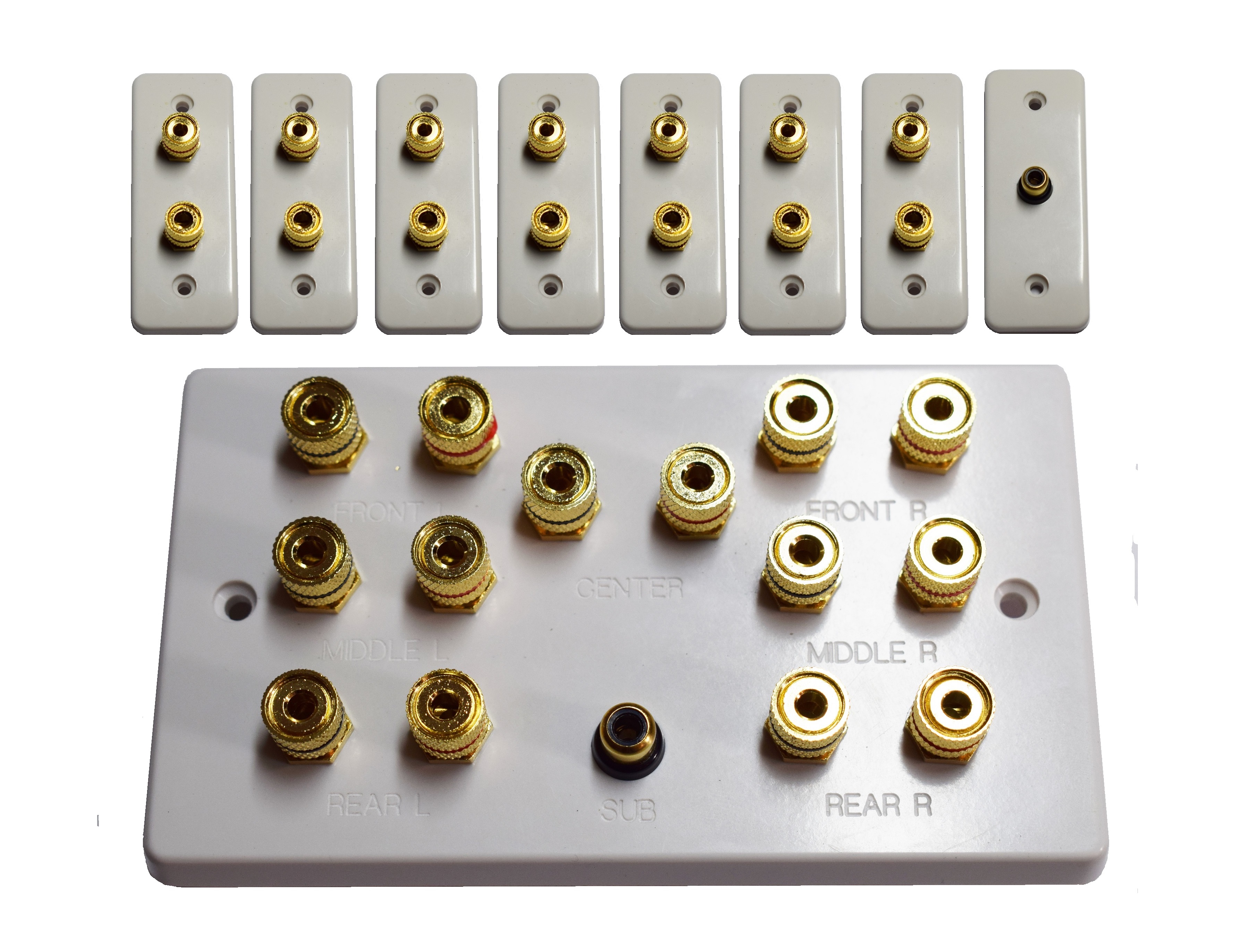 White 7.1 Wall Speaker Plate Set (Architrave Plates) - Click Image to Close