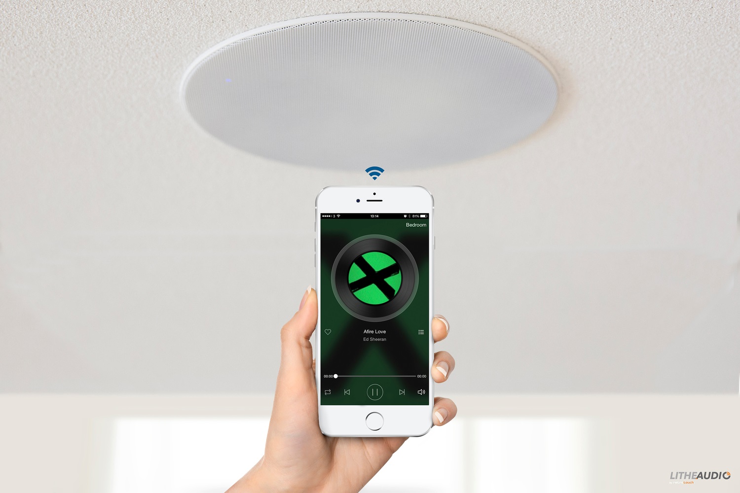 Bluetooth Bathroom Ceiling Speaker - All In One Solution - Click Image to Close