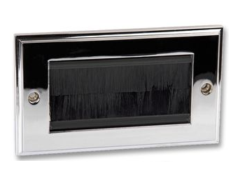 Polished Chrome Double Steel Brush Plate with Black Brushes - Click Image to Close