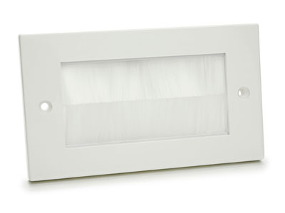 White Double Gang Brush Face Plate with White Brushes - Click Image to Close