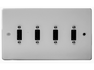 Double Gang Quad HDMI Wall Plate
