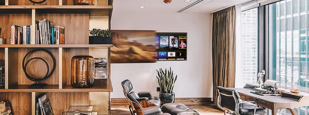 TV hidden behind a moving picture