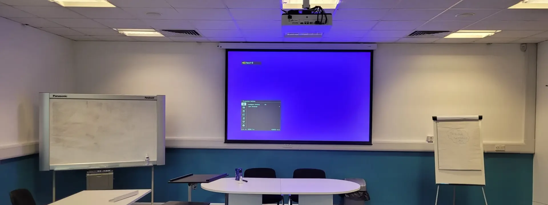 projector and screen installation in a training room