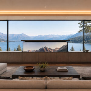 85" TV Lift with tv lowering into cabinet