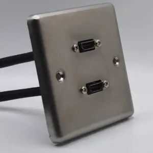 brushed stainless steel dual hdmi wall plate
