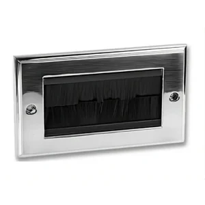 Double Gang Brushed Chrome Brush Plate with Black Brushes