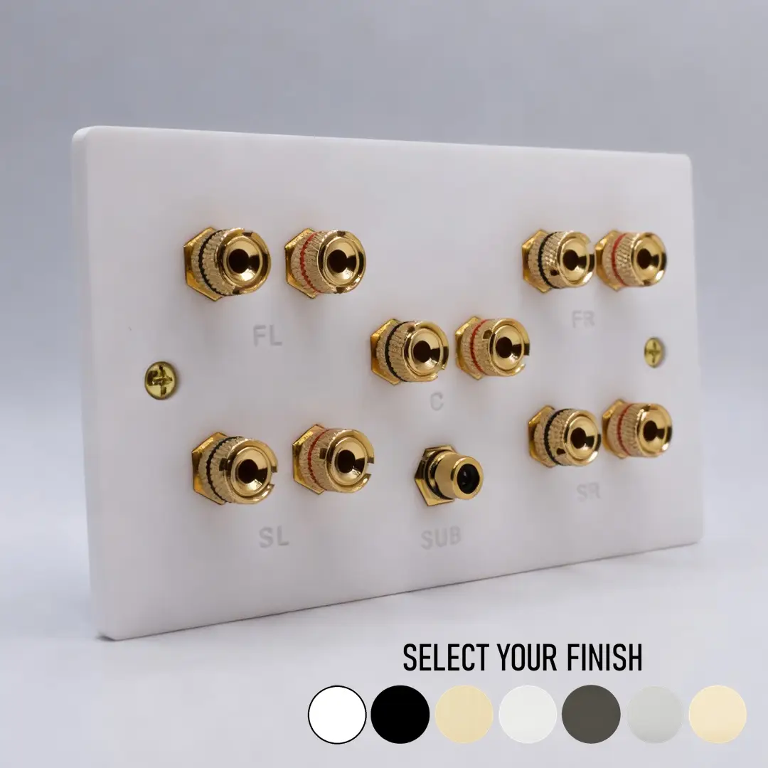 Double Gang Dolby 5.1 / 5.2 Speaker Wall Plate Double Gang Dolby 5.1 / 5.2 Speaker Wall Plate