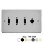 Double Gang Triple HDMI With Optical Wall Plate