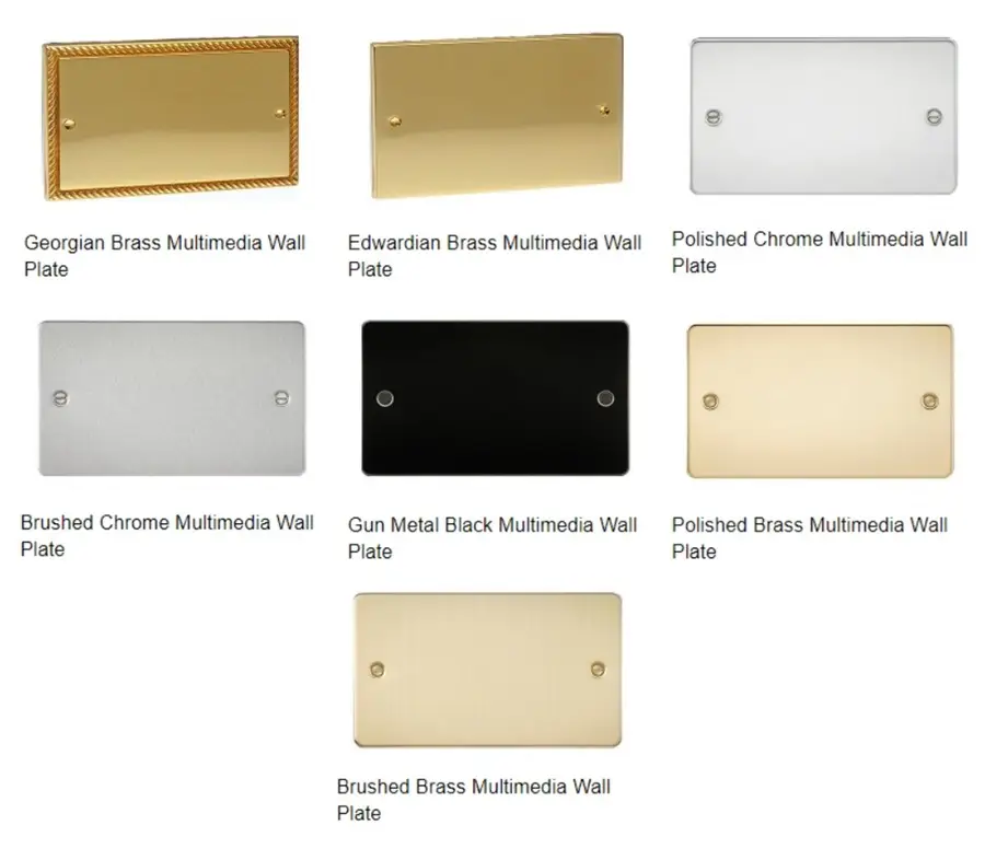 decorative finish examples brass, chrome, gun metal black