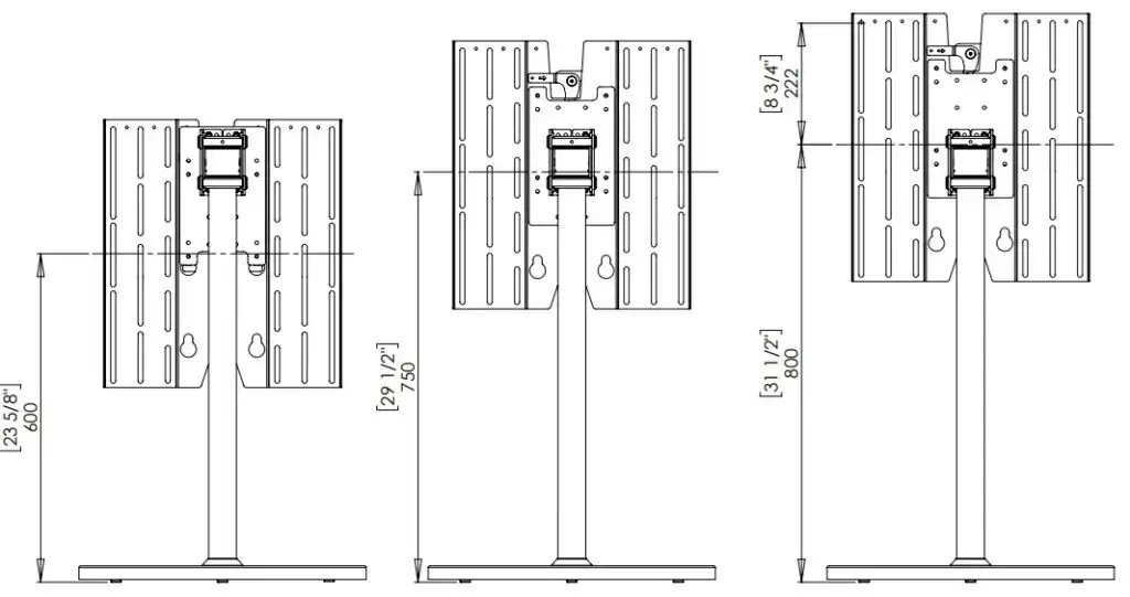 example picture of the screen heights for the FM TV stand from future automation 