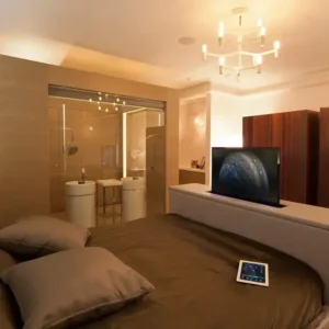 future automation lsl tv lift used in a end of bed tv cabinet
