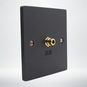 frosted matte black subwoofer connection plate