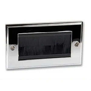 Double Gang Polished Chrome Brush Plate with Black Brushes