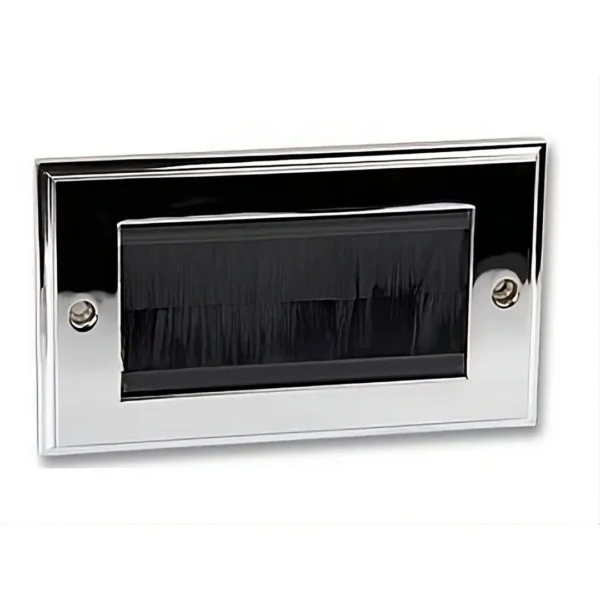 Double Gang Polished Chrome Brush Plate with Black Brushes