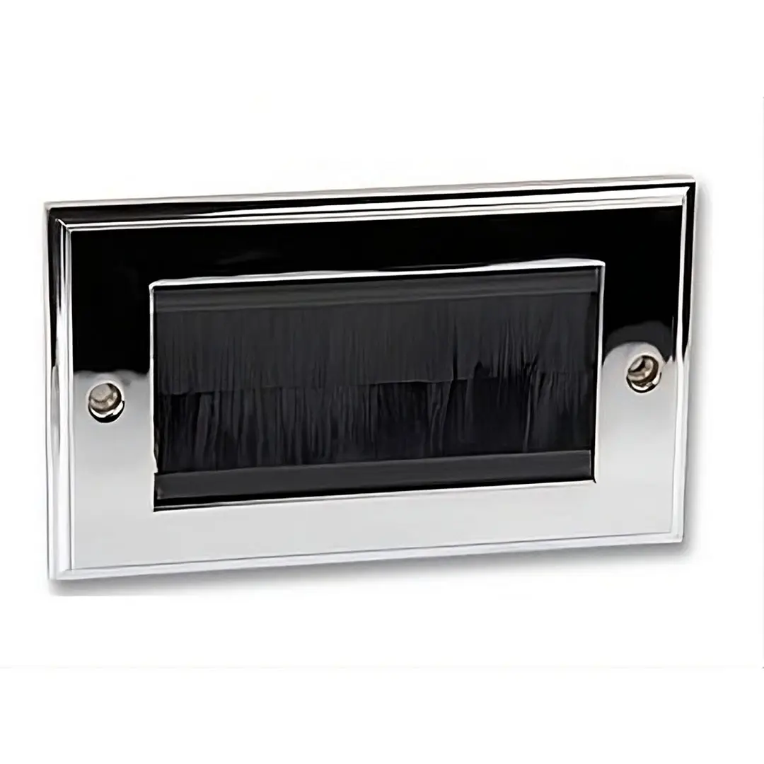 Double Gang Polished Chrome Brush Plate with Black Brushes