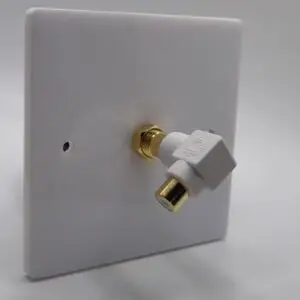 rca coupler subwoofer connection plate with 90 degree rca adaptor