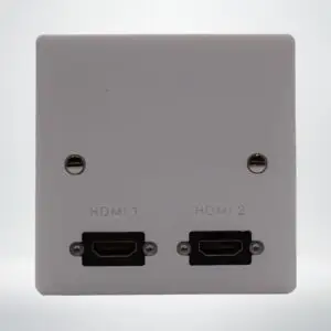 Right angle dual hdmi connection plate