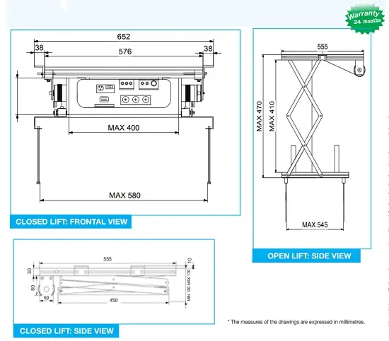 screen international si30 projector lift technical image