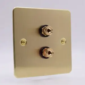 single gang brass wall plate with a single speaker connection