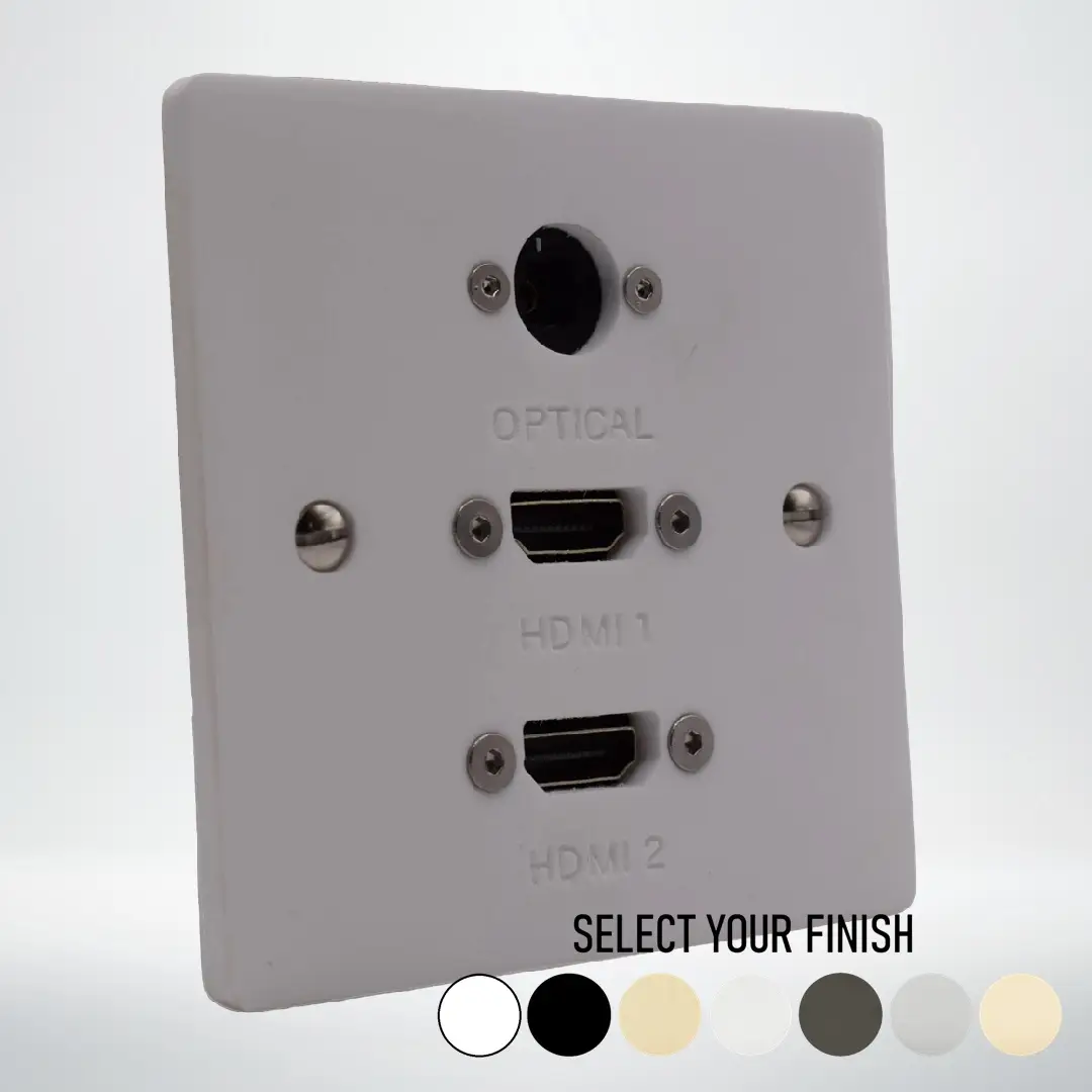 Single Gang Dual HDMI With Optical Wall Plate Single Gang Dual HDMI With Optical Wall Plate