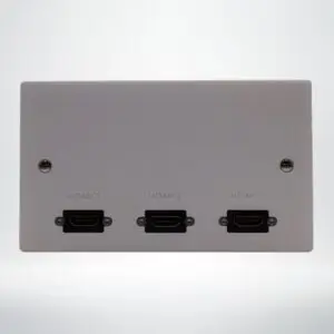 Triple right angle hdmi connection plate double gang