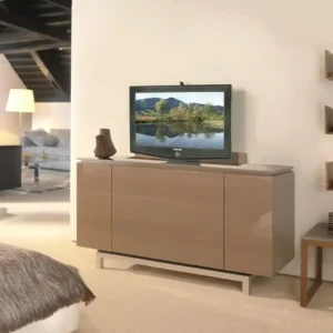 picture of TS1000a with a tv lifted out of a sideboard cabinet