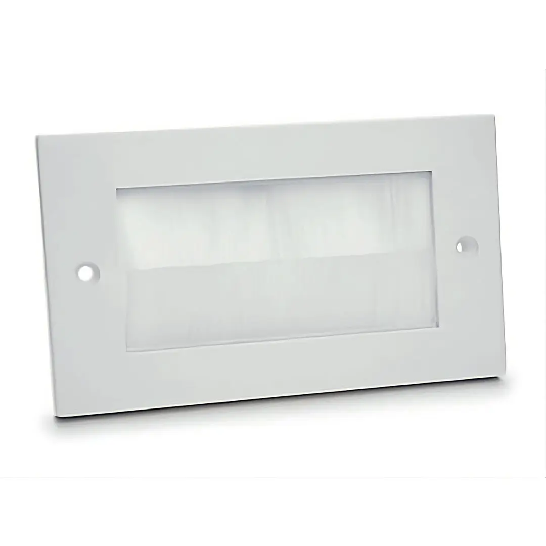 White Plastic Double Gang Brush Plate With White Brushes