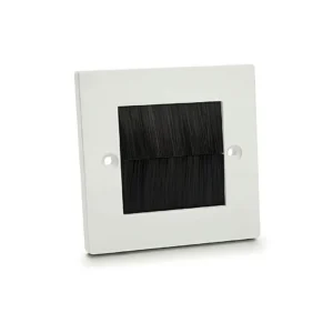 White Single Gang Plastic Brush Plate With Black Brushes