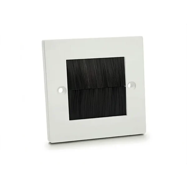 White Single Gang Plastic Brush Plate With Black Brushes