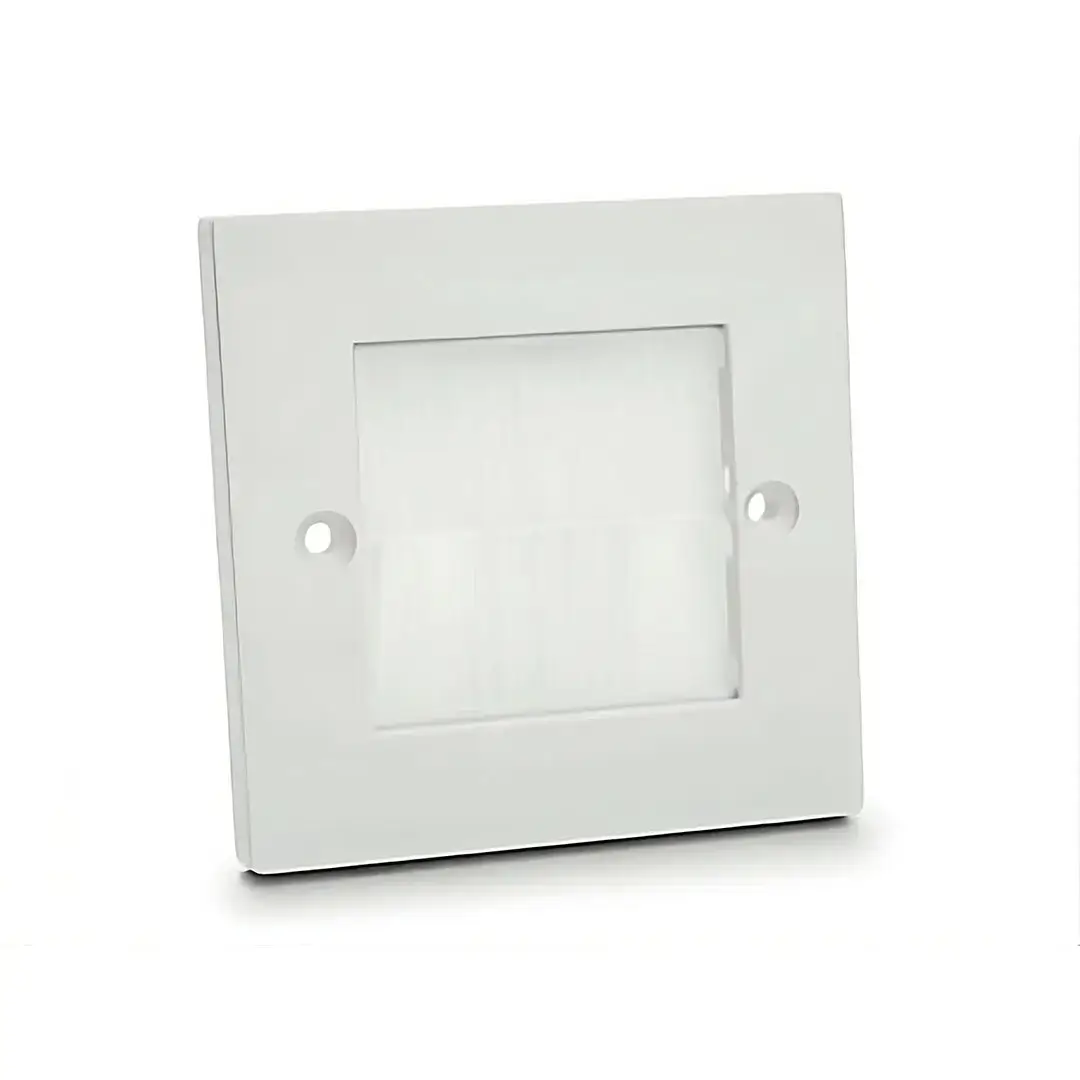 White Single Gang Plastic Brush Plate With White Brushes