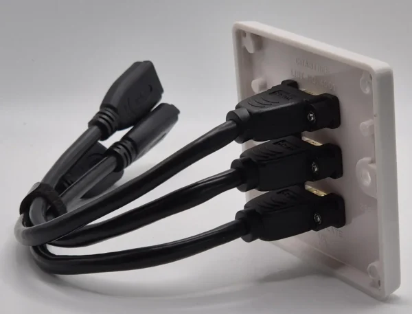 Single Gang Triple HDMI Wall Plate