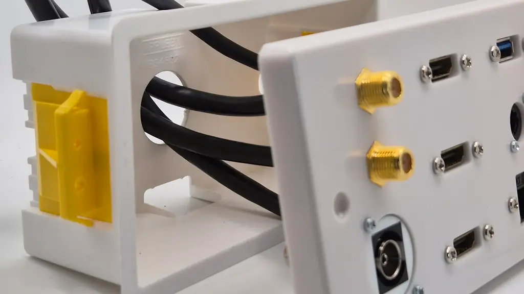 47mm deep plasterboard back box with av connection plate