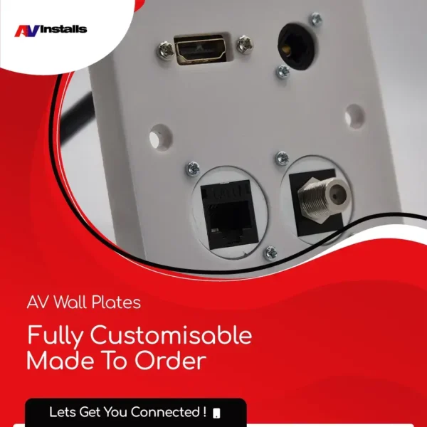 av connection plate with hdmi, cat6, optical and ftype connections