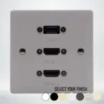 Single Gang Dual HDMI & USB Wall Plate