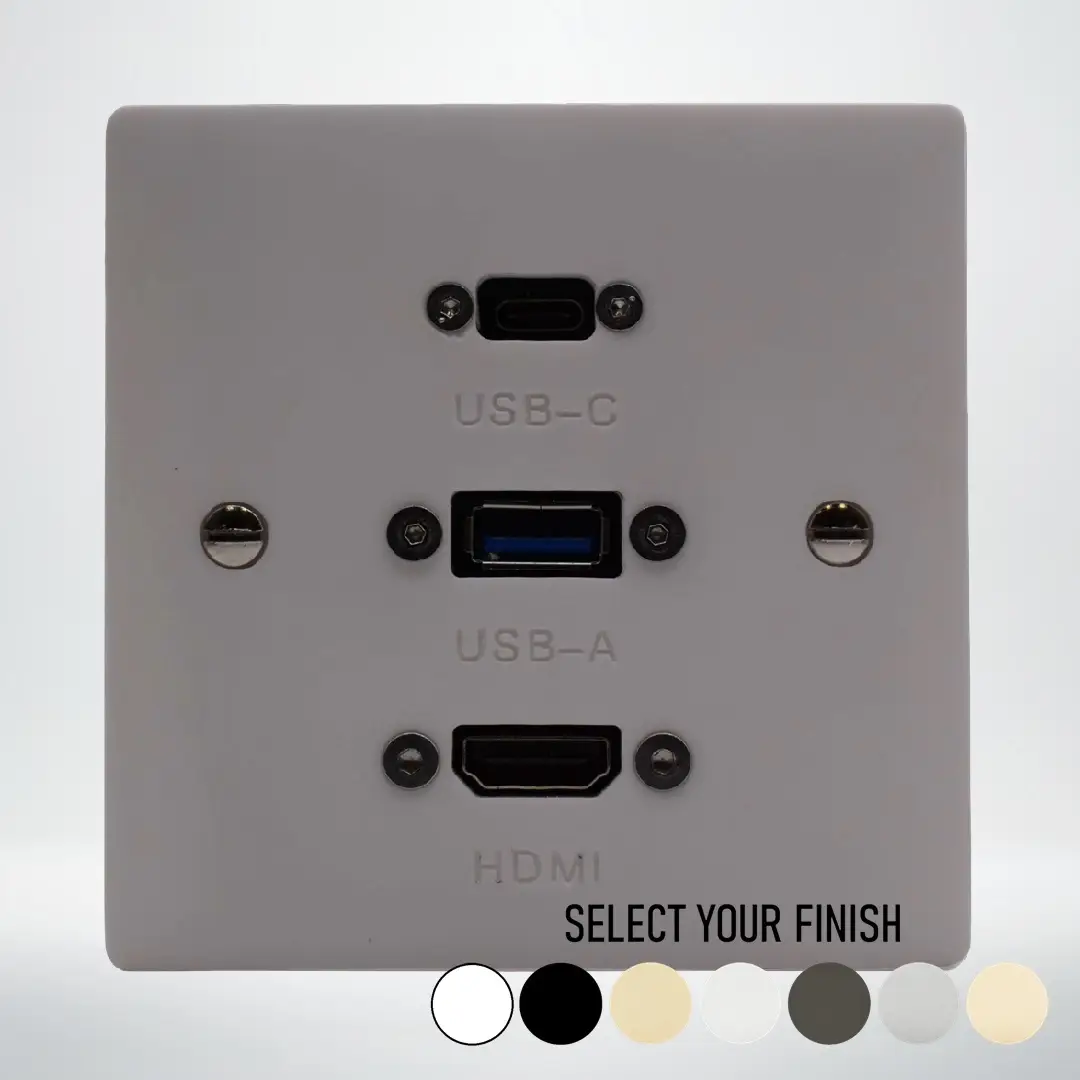 Single Gang HDMI, USB-A & USB-C Wall Plate Single Gang HDMI, USB-A & USB-C Wall Plate