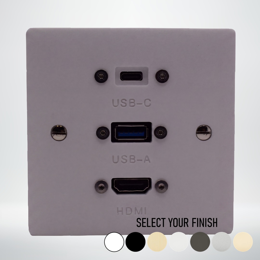 Single Gang HDMI, USB-A & USB-C Wall Plate Single Gang HDMI, USB-A & USB-C Wall Plate