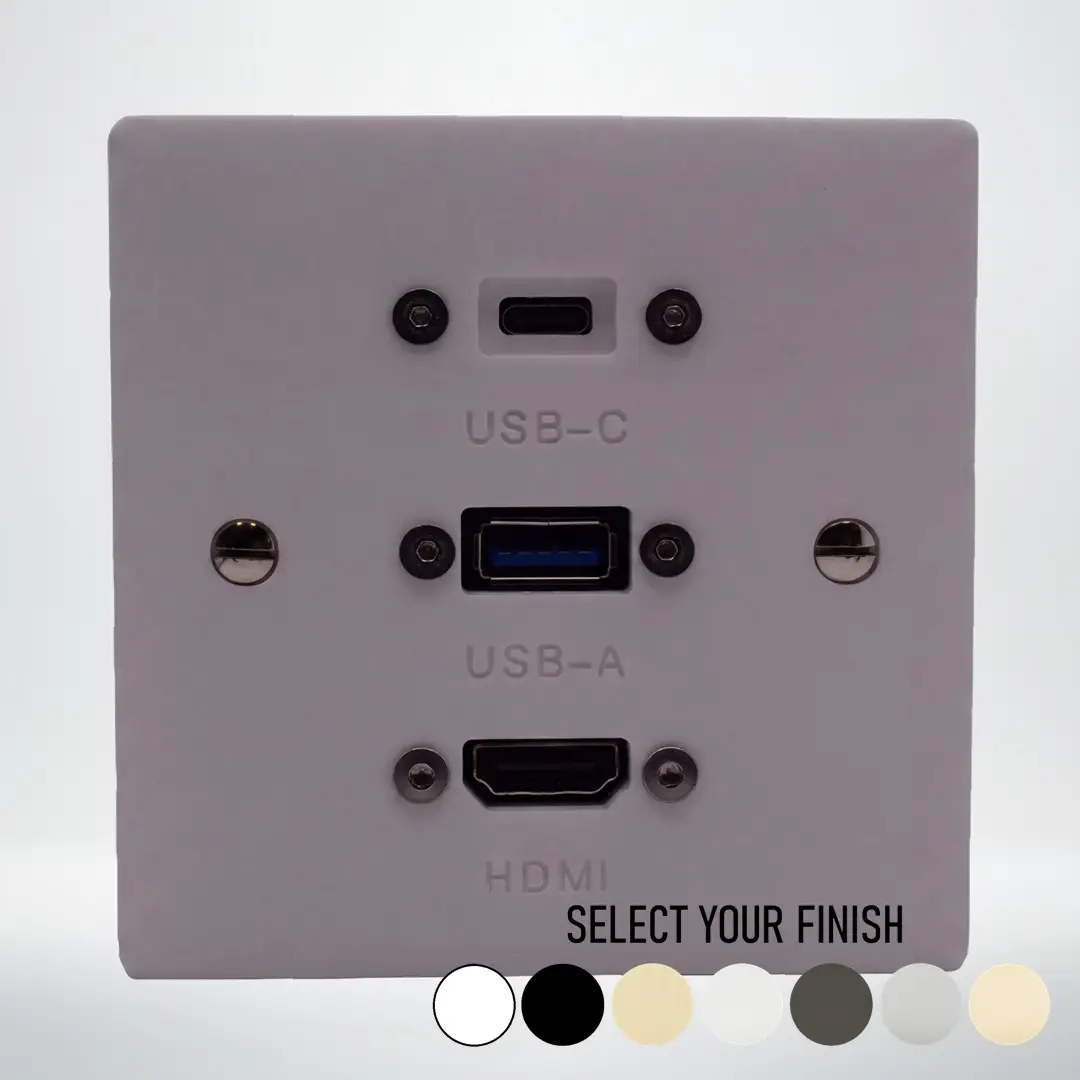 Single Gang HDMI, USB-A & USB-C Wall Plate Single Gang HDMI, USB-A & USB-C Wall Plate