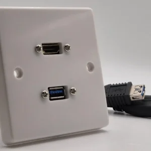 hdmi and usb wall plate with short leads on the back