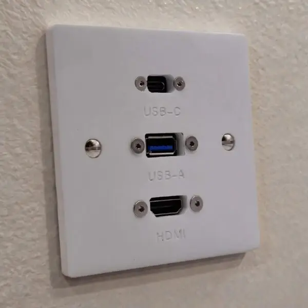 Single Gang HDMI, USB-A & USB-C Wall Plate