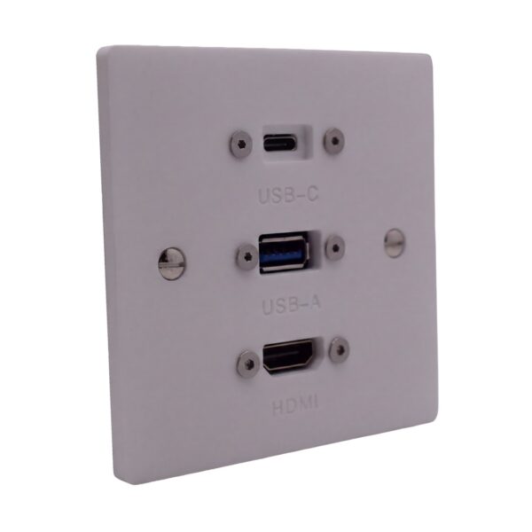 Single Gang HDMI, USB-A & USB-C Wall Plate