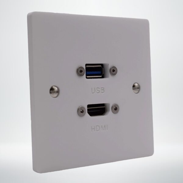 Single Gang HDMI & USB A Wall Plate