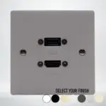 Single Gang HDMI & USB A Wall Plate