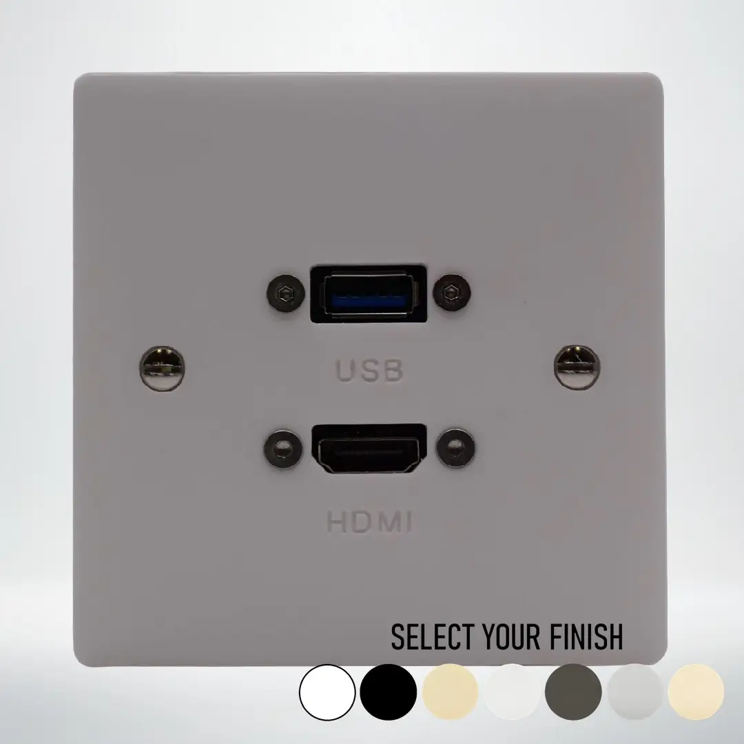 Single Gang HDMI & USB A Wall Plate Single Gang HDMI & USB A Wall Plate