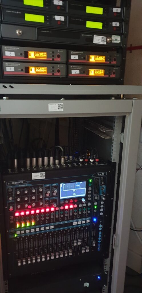 audio visual equipment rack in a professional audio visual installation 
