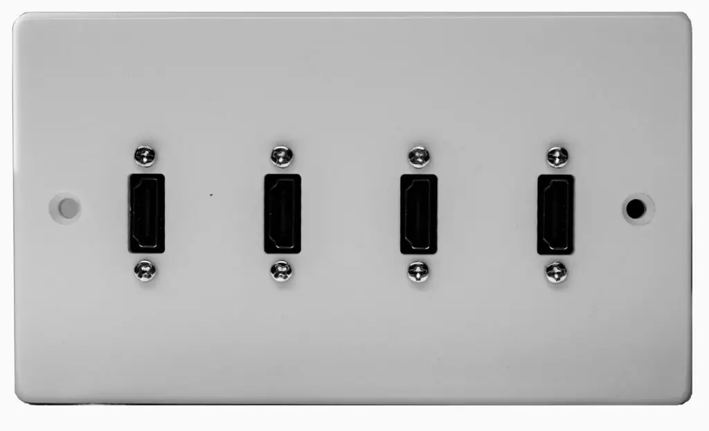 hdmi wall plate with four hdmi sockets 