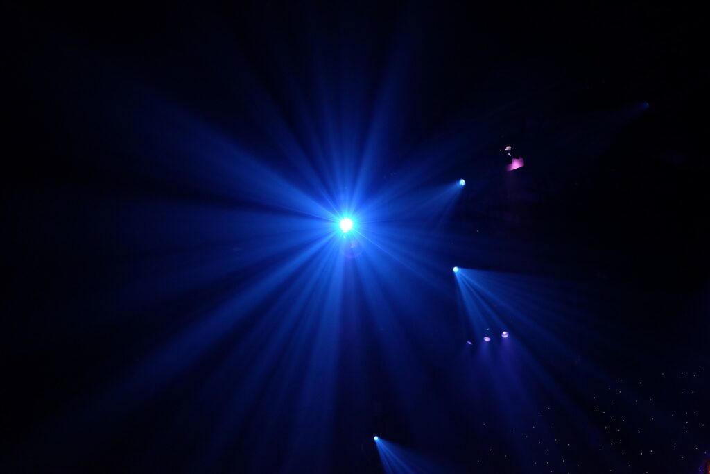 darkened cinema room with projector lift