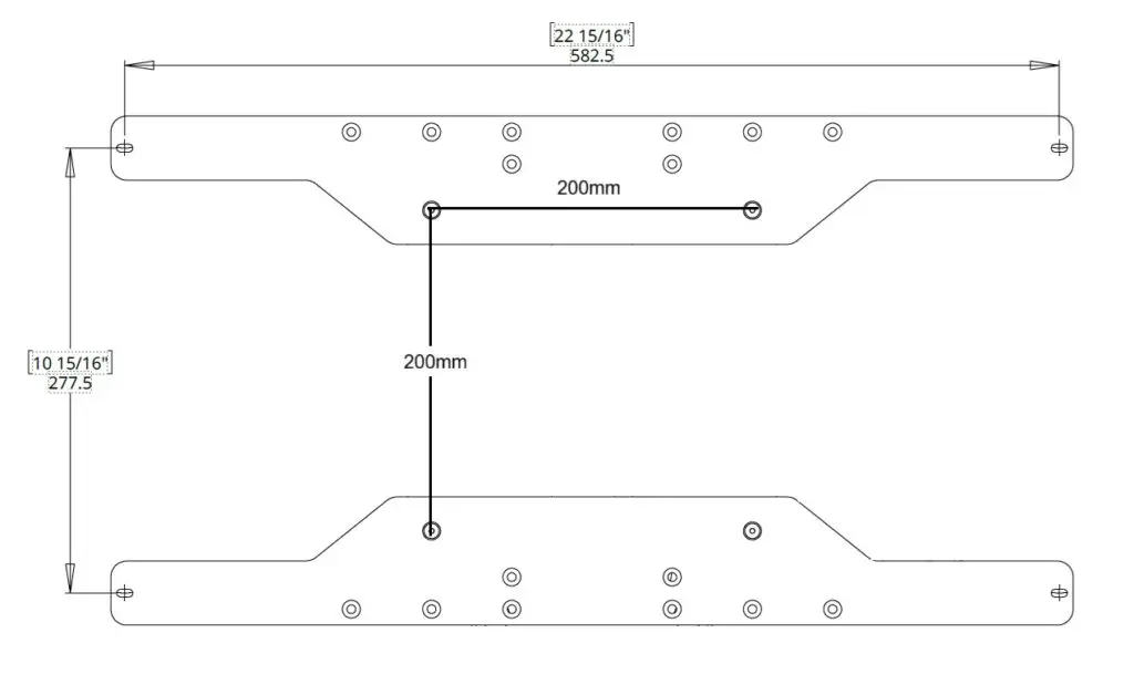 32" frame tv bracket adaptor plate technical drawing