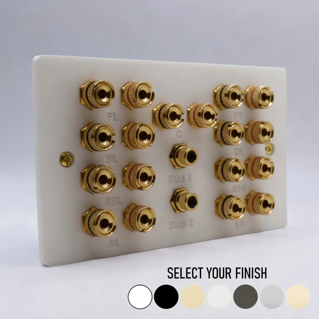 Double Gang Dolby Atmos 7.1.2 / 7.2.2 Speaker Wall Plate Double Gang Dolby Atmos 7.1.2 / 7.2.2 Speaker Wall Plate